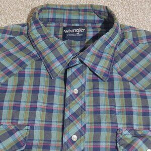 Wrangler Western Wear pearl snap shirt plaid Size XXL